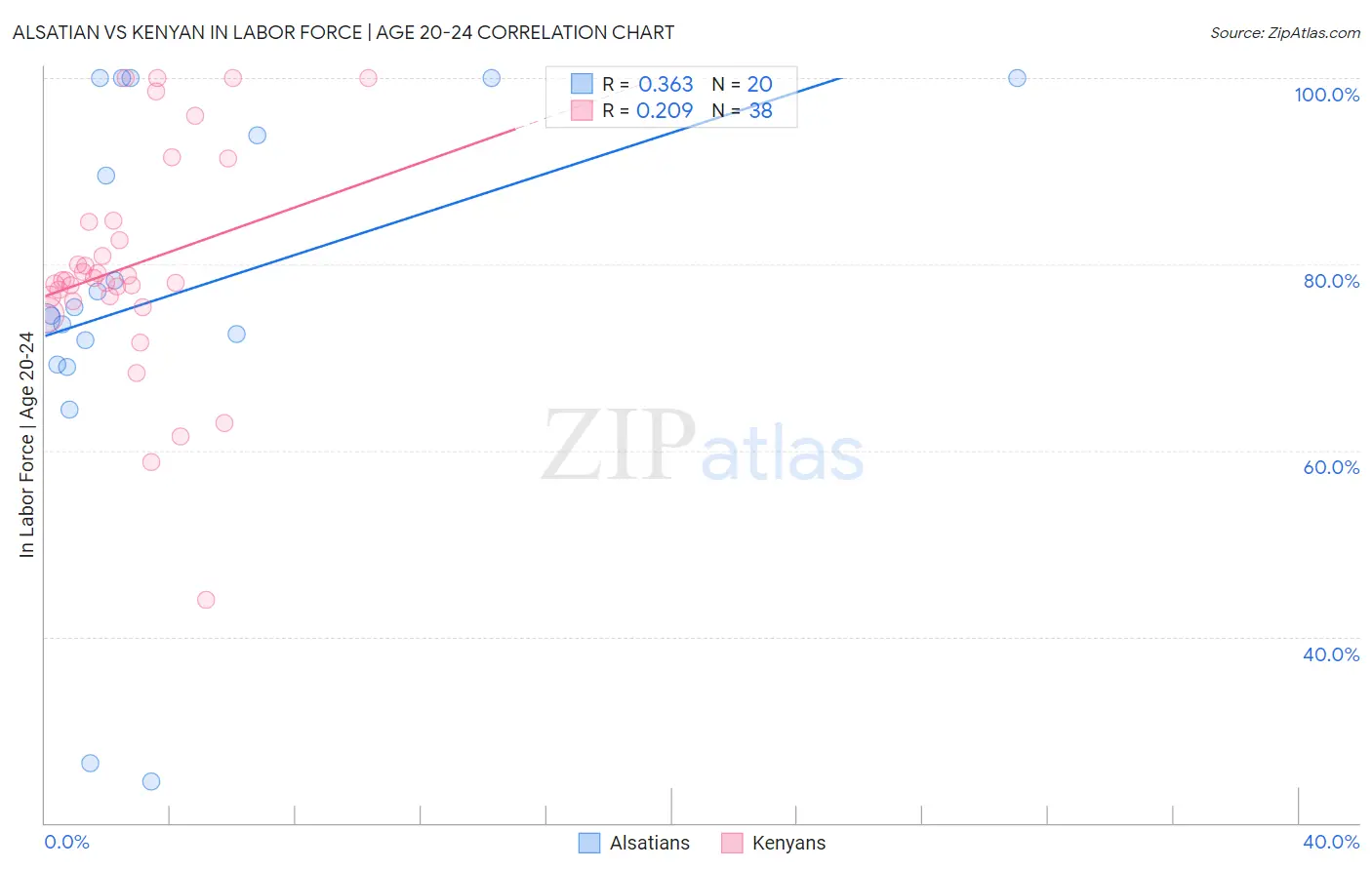 Alsatian vs Kenyan In Labor Force | Age 20-24