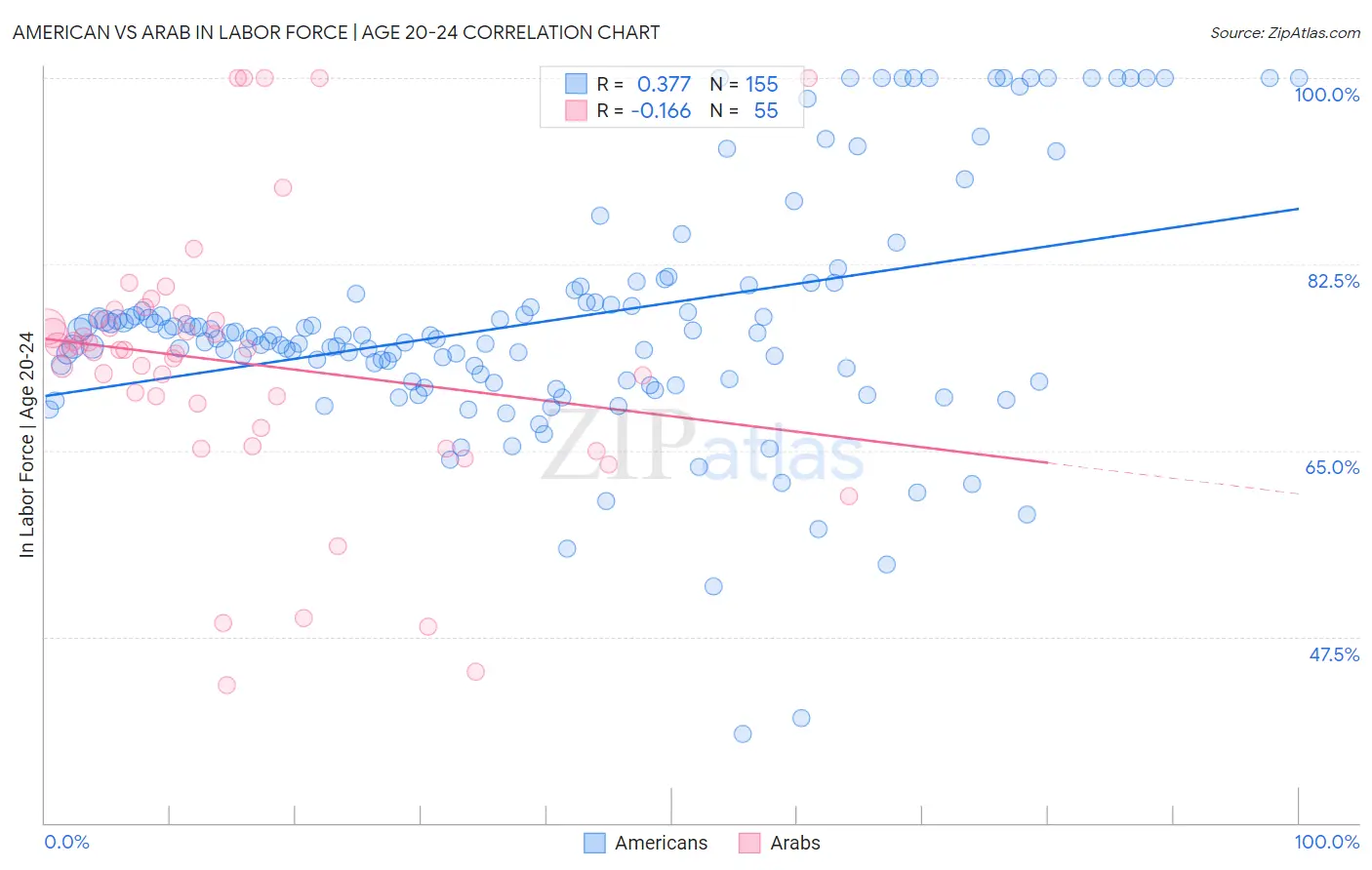 American vs Arab In Labor Force | Age 20-24