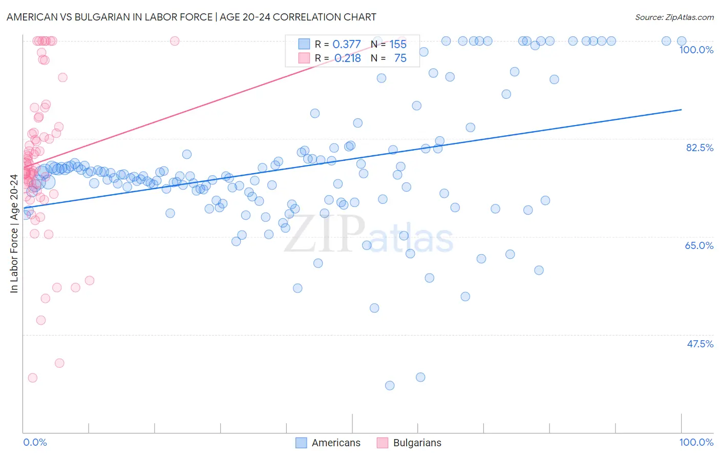 American vs Bulgarian In Labor Force | Age 20-24