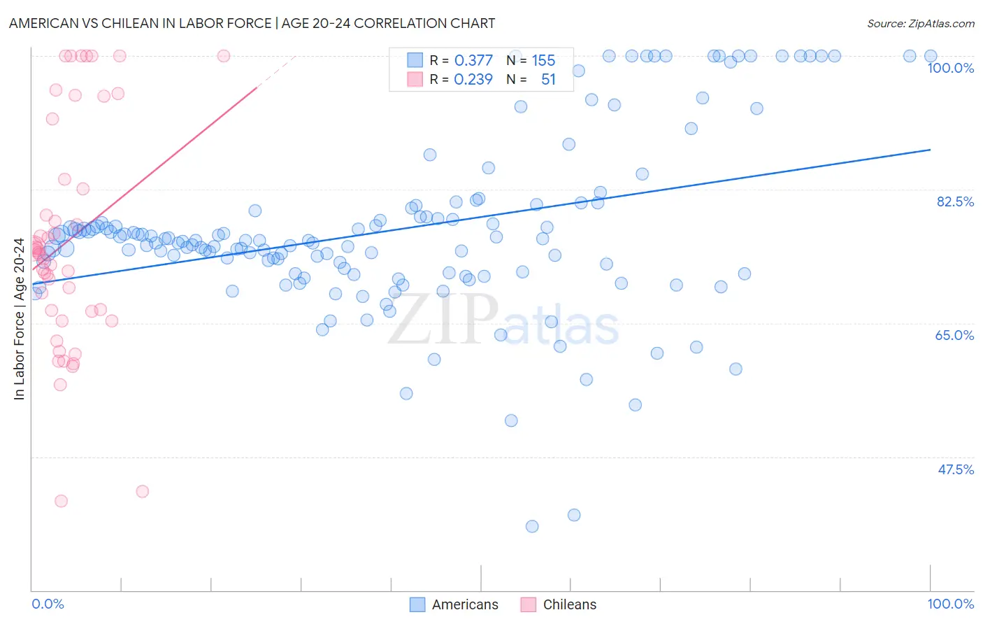 American vs Chilean In Labor Force | Age 20-24