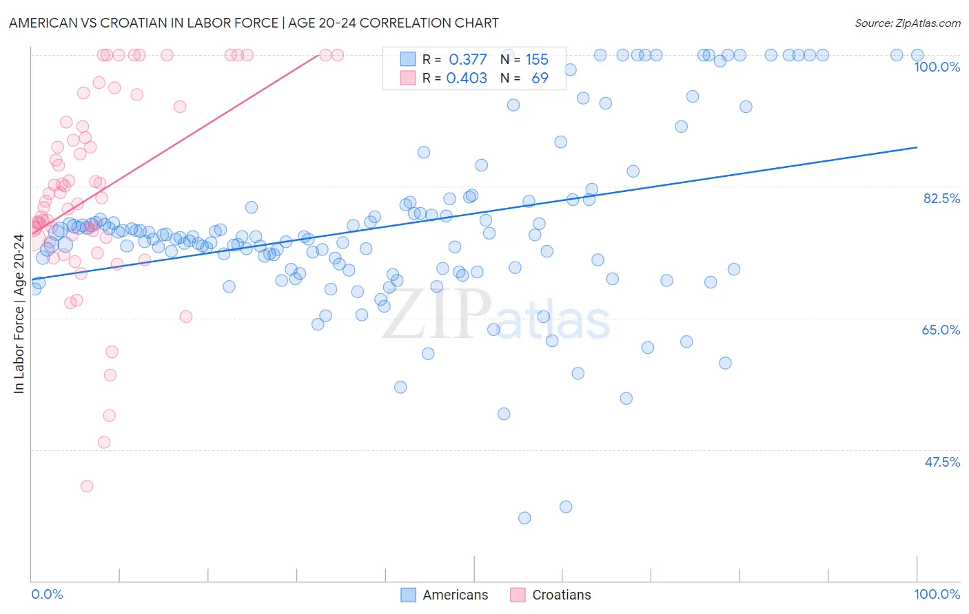 American vs Croatian In Labor Force | Age 20-24