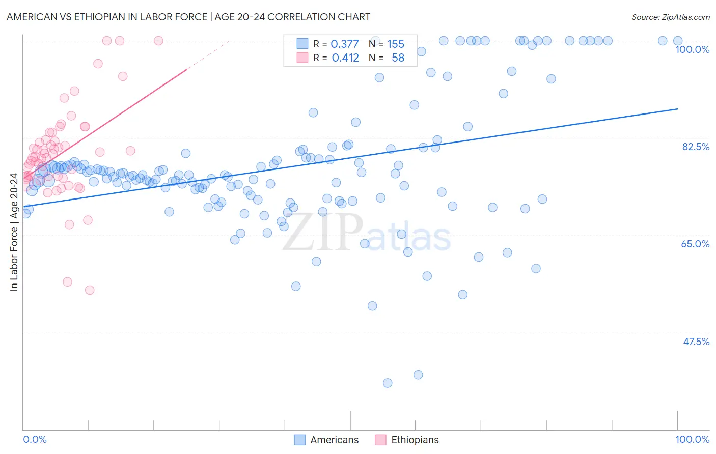 American vs Ethiopian In Labor Force | Age 20-24