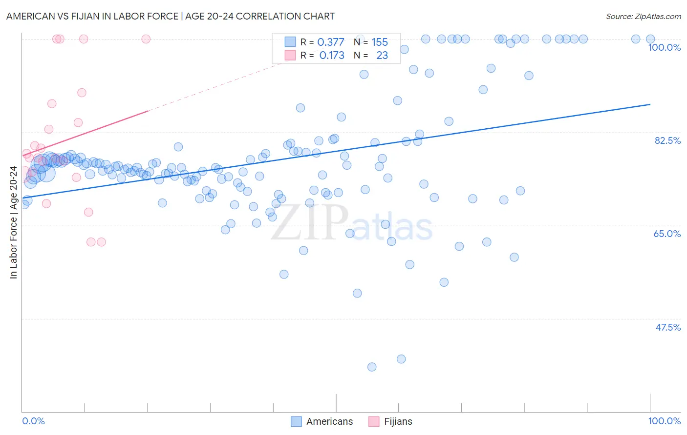 American vs Fijian In Labor Force | Age 20-24