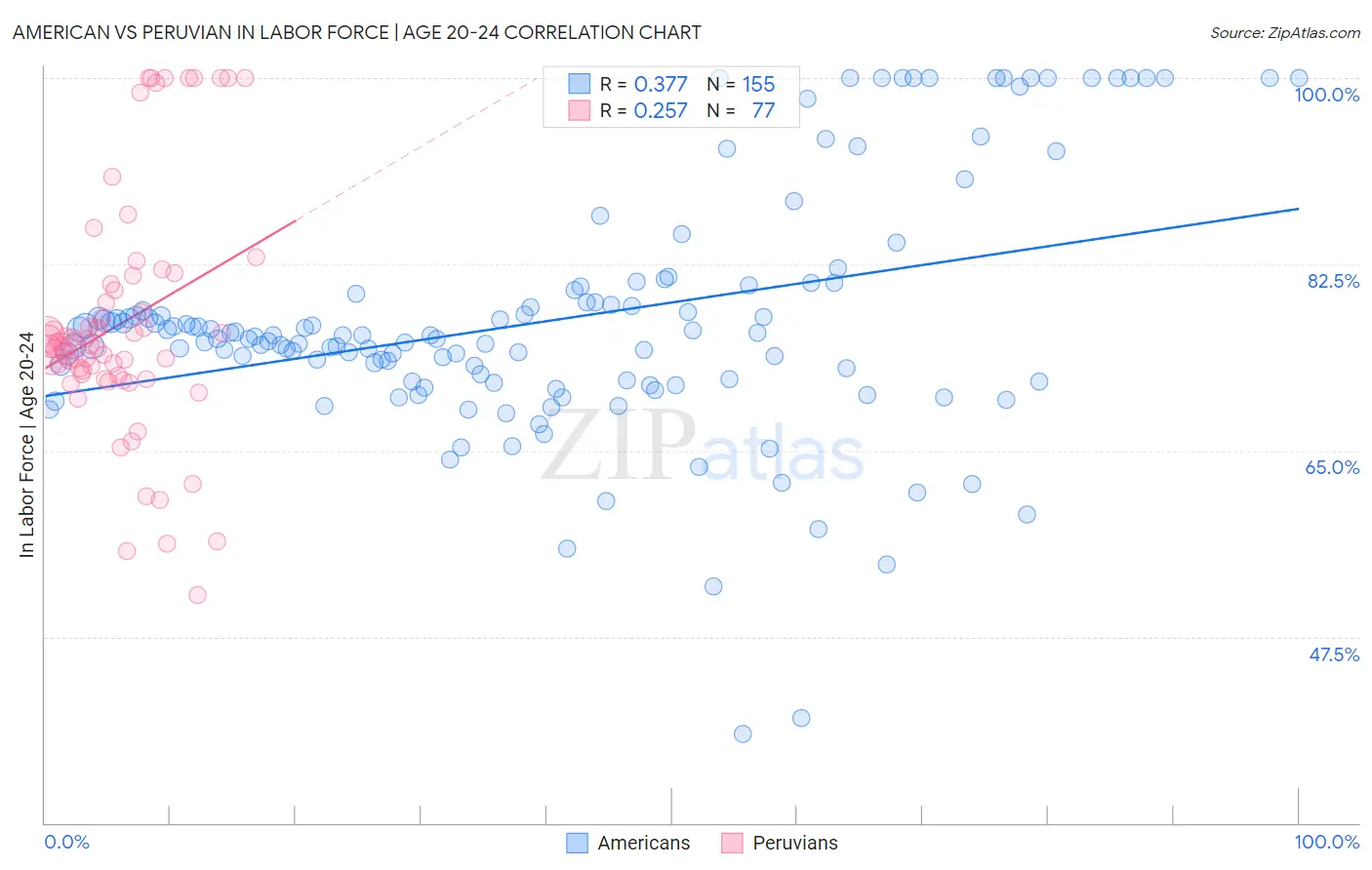 American vs Peruvian In Labor Force | Age 20-24