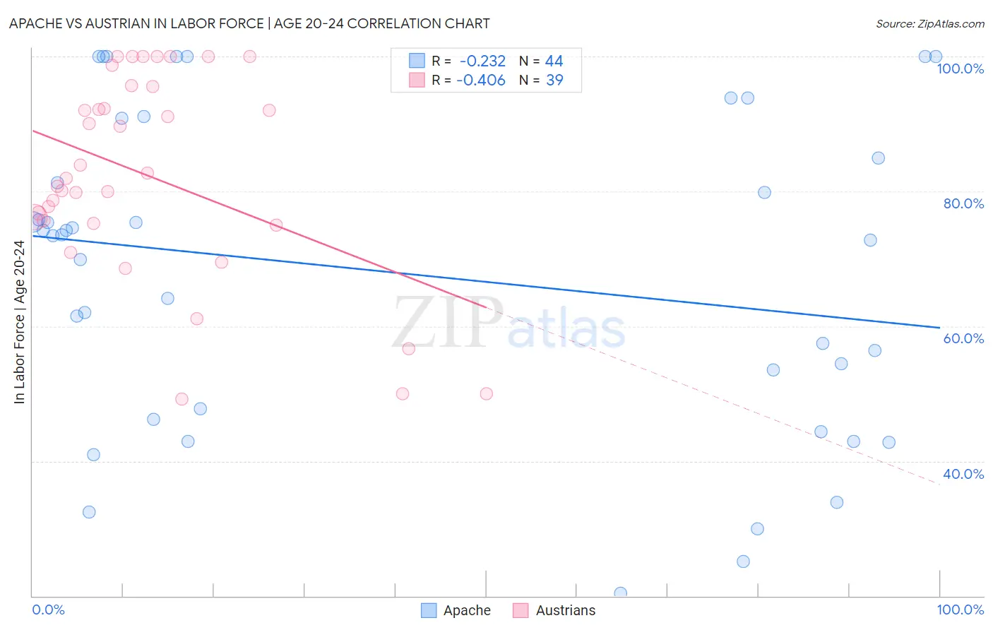 Apache vs Austrian In Labor Force | Age 20-24