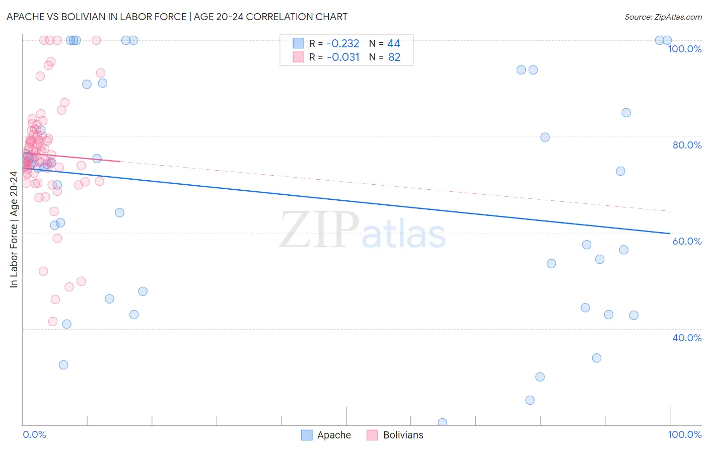 Apache vs Bolivian In Labor Force | Age 20-24