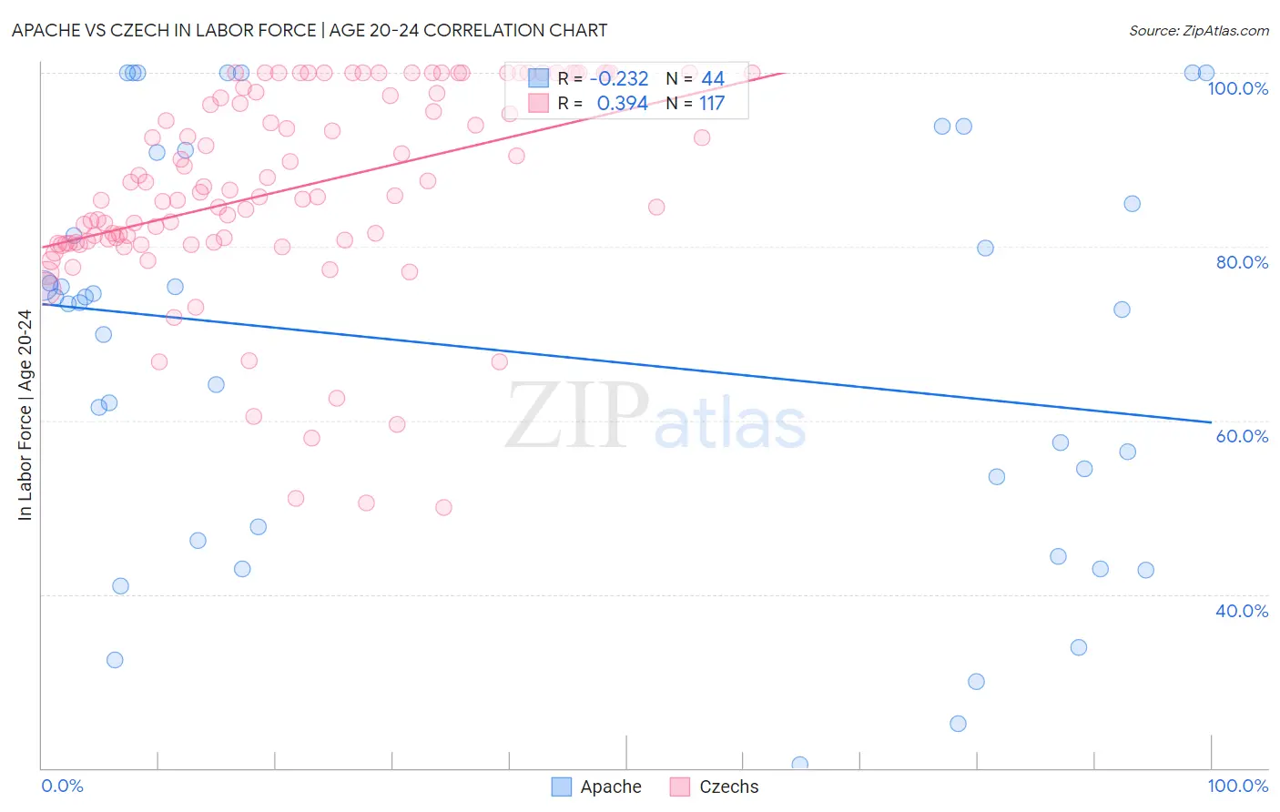 Apache vs Czech In Labor Force | Age 20-24