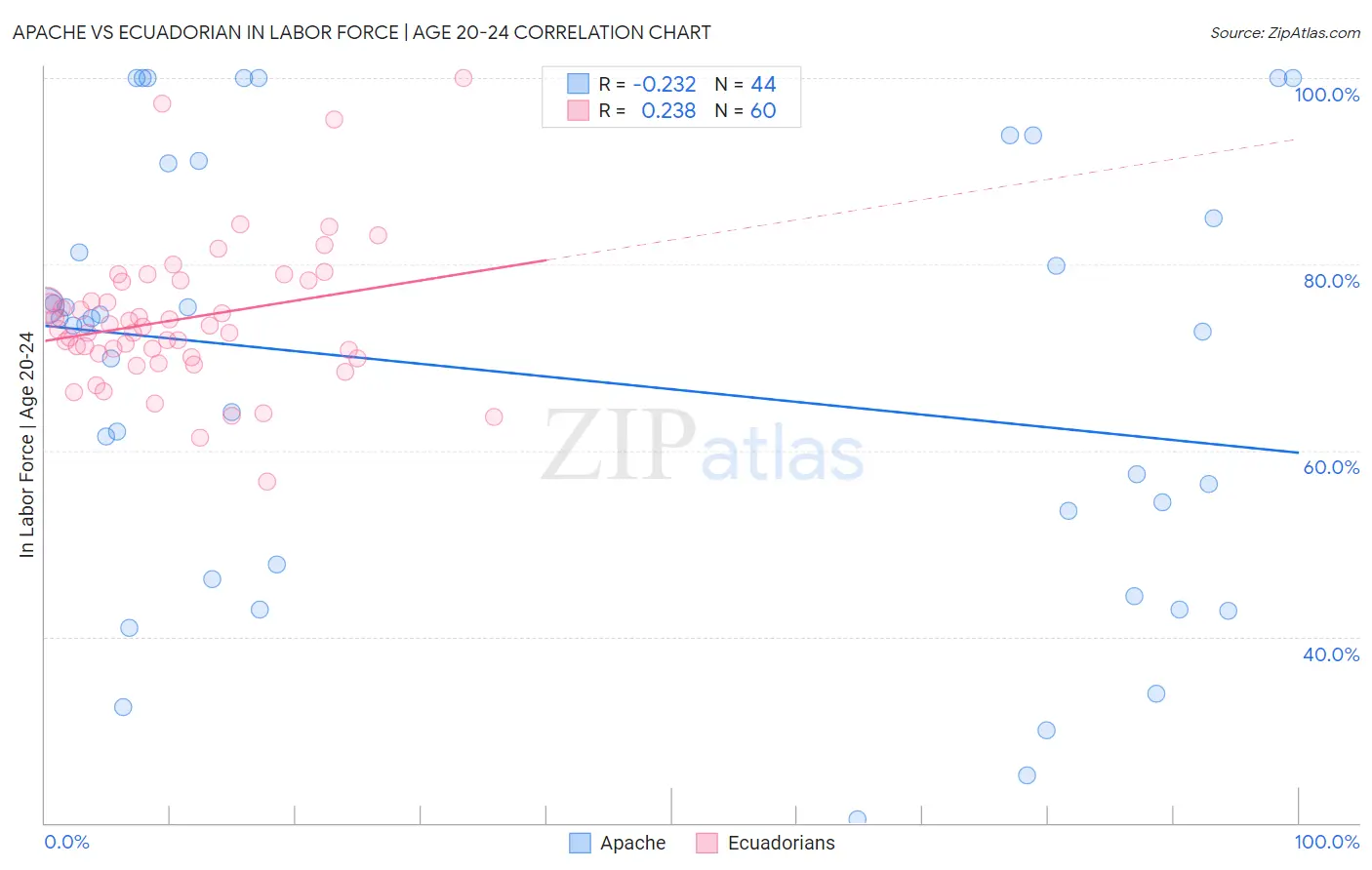 Apache vs Ecuadorian In Labor Force | Age 20-24