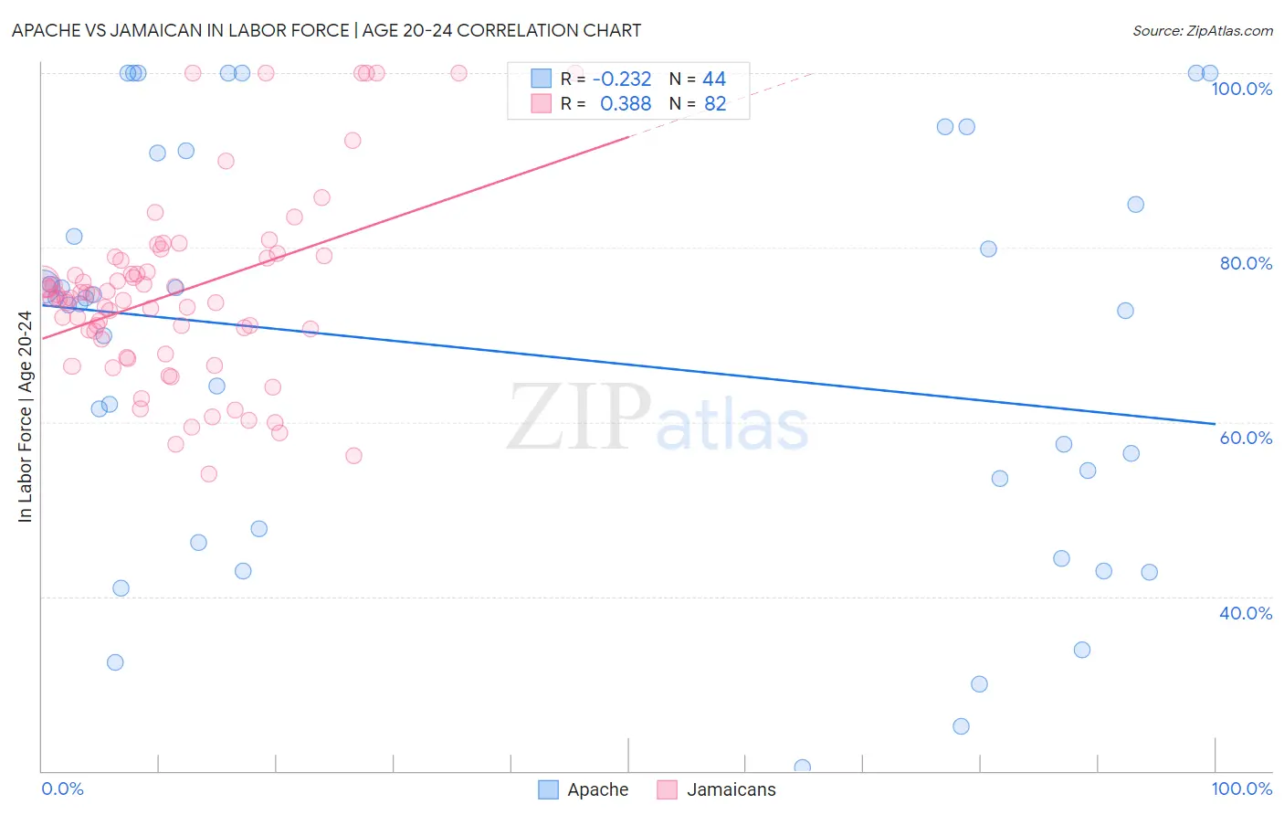 Apache vs Jamaican In Labor Force | Age 20-24