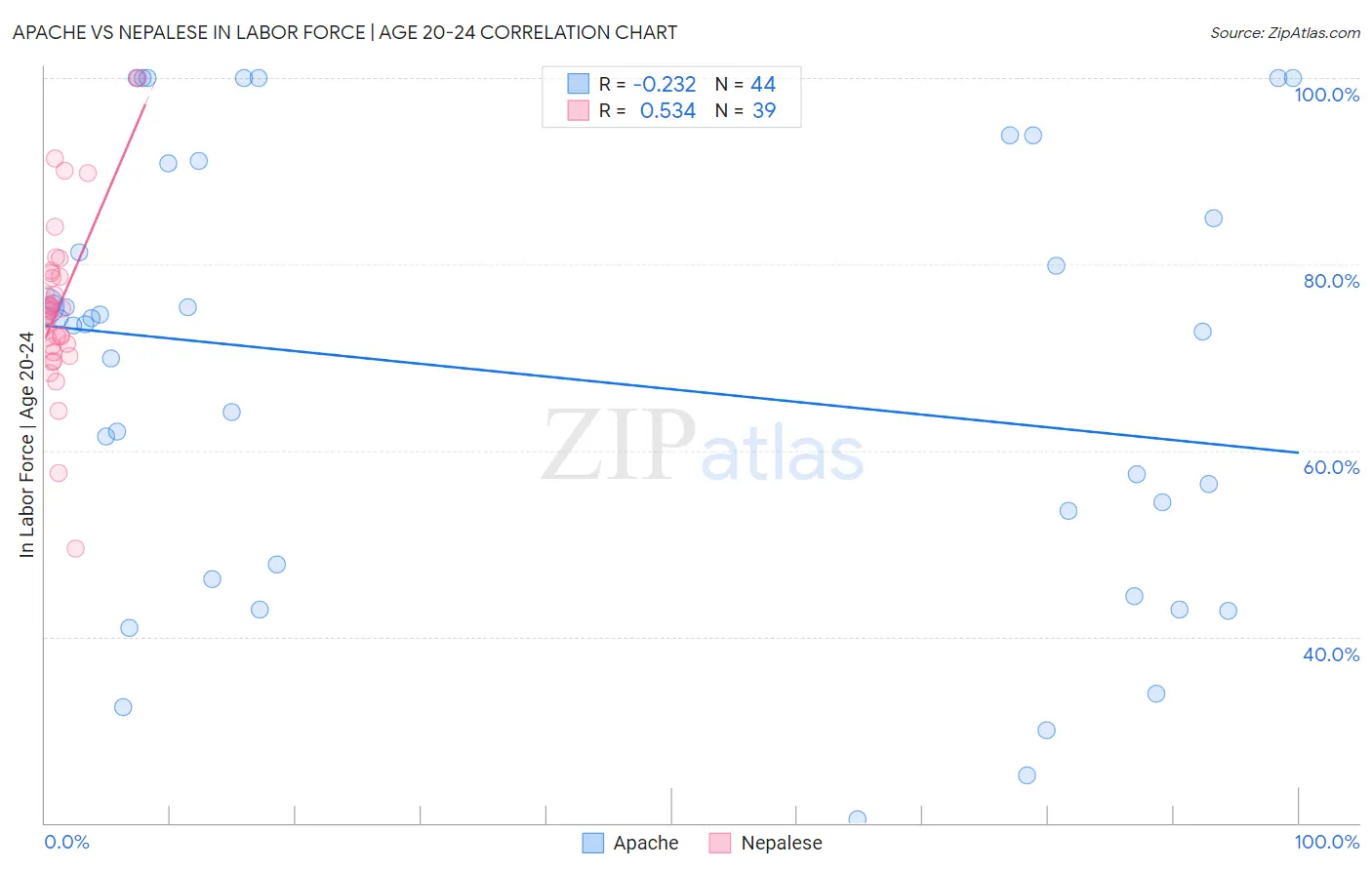 Apache vs Nepalese In Labor Force | Age 20-24