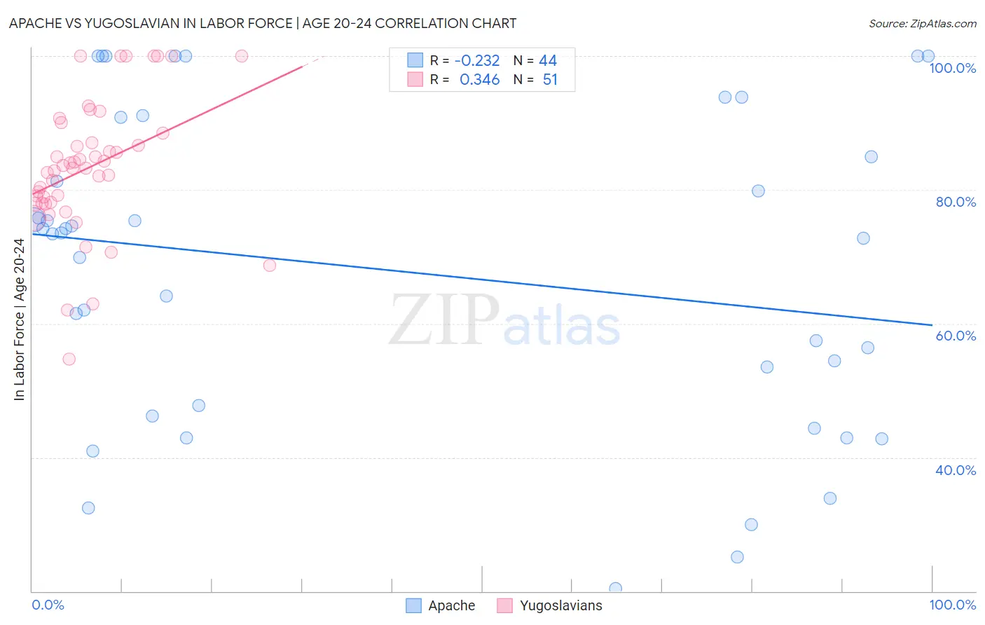Apache vs Yugoslavian In Labor Force | Age 20-24
