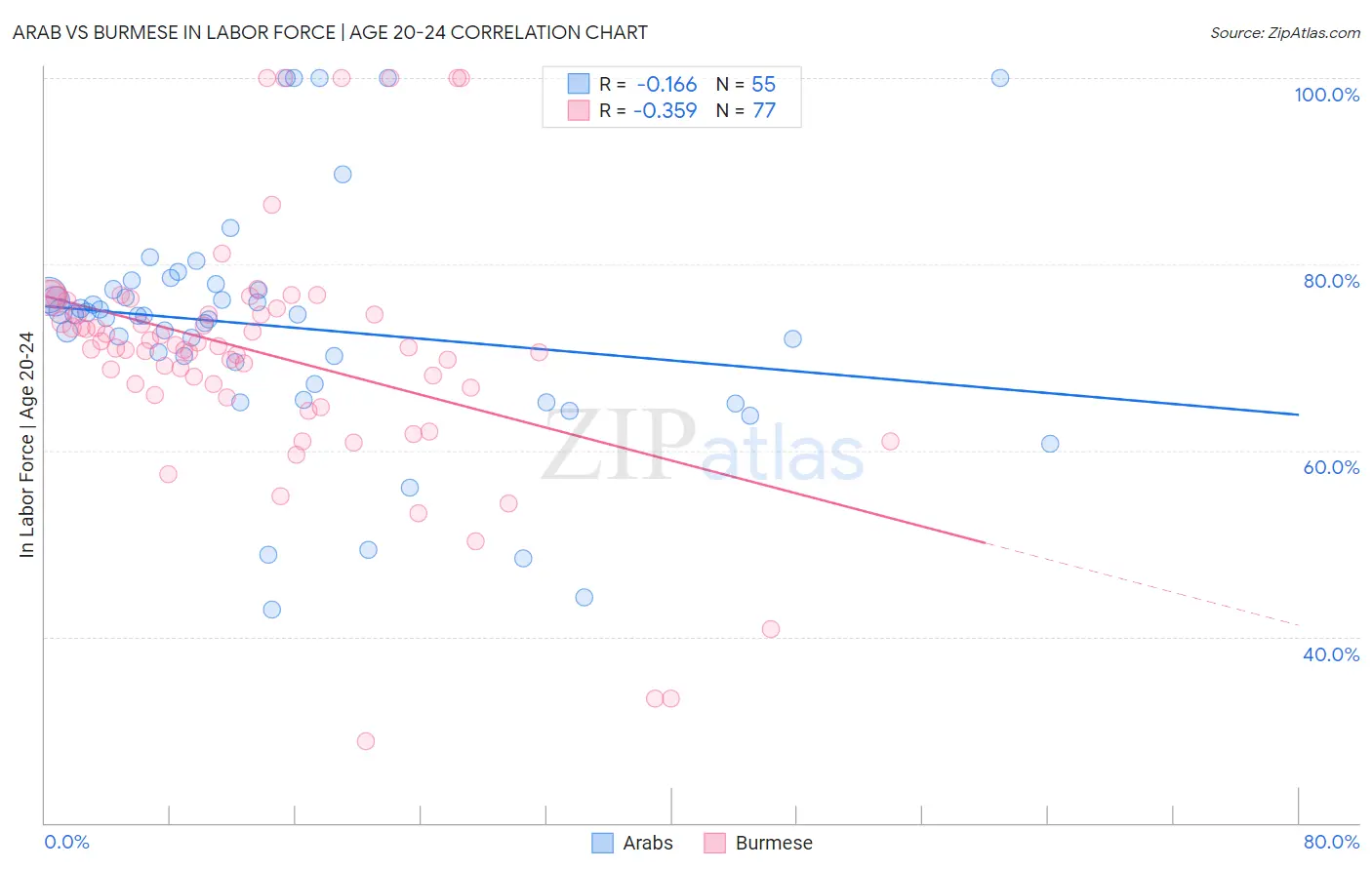 Arab vs Burmese In Labor Force | Age 20-24