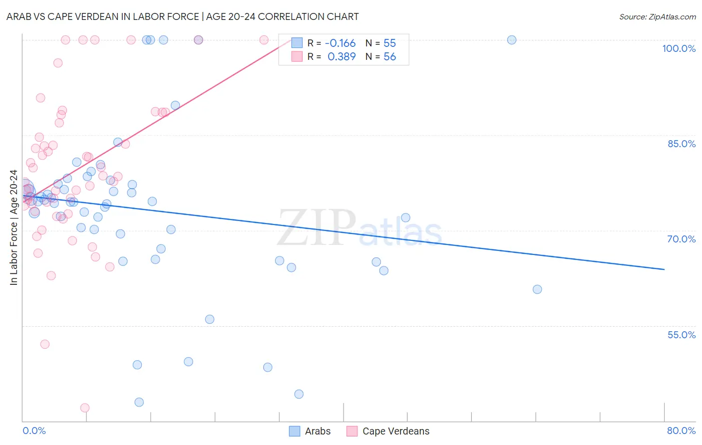 Arab vs Cape Verdean In Labor Force | Age 20-24