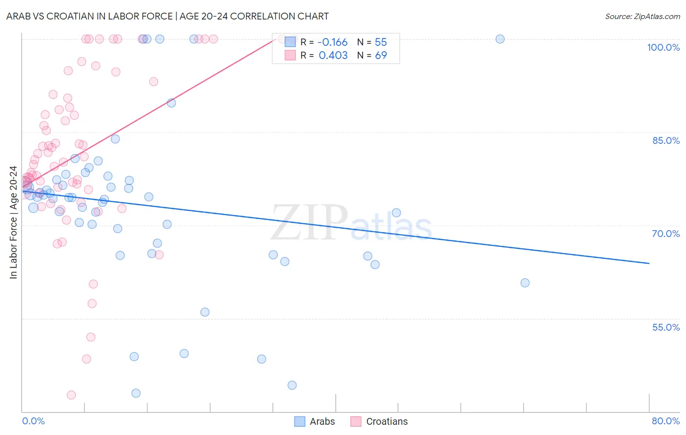 Arab vs Croatian In Labor Force | Age 20-24