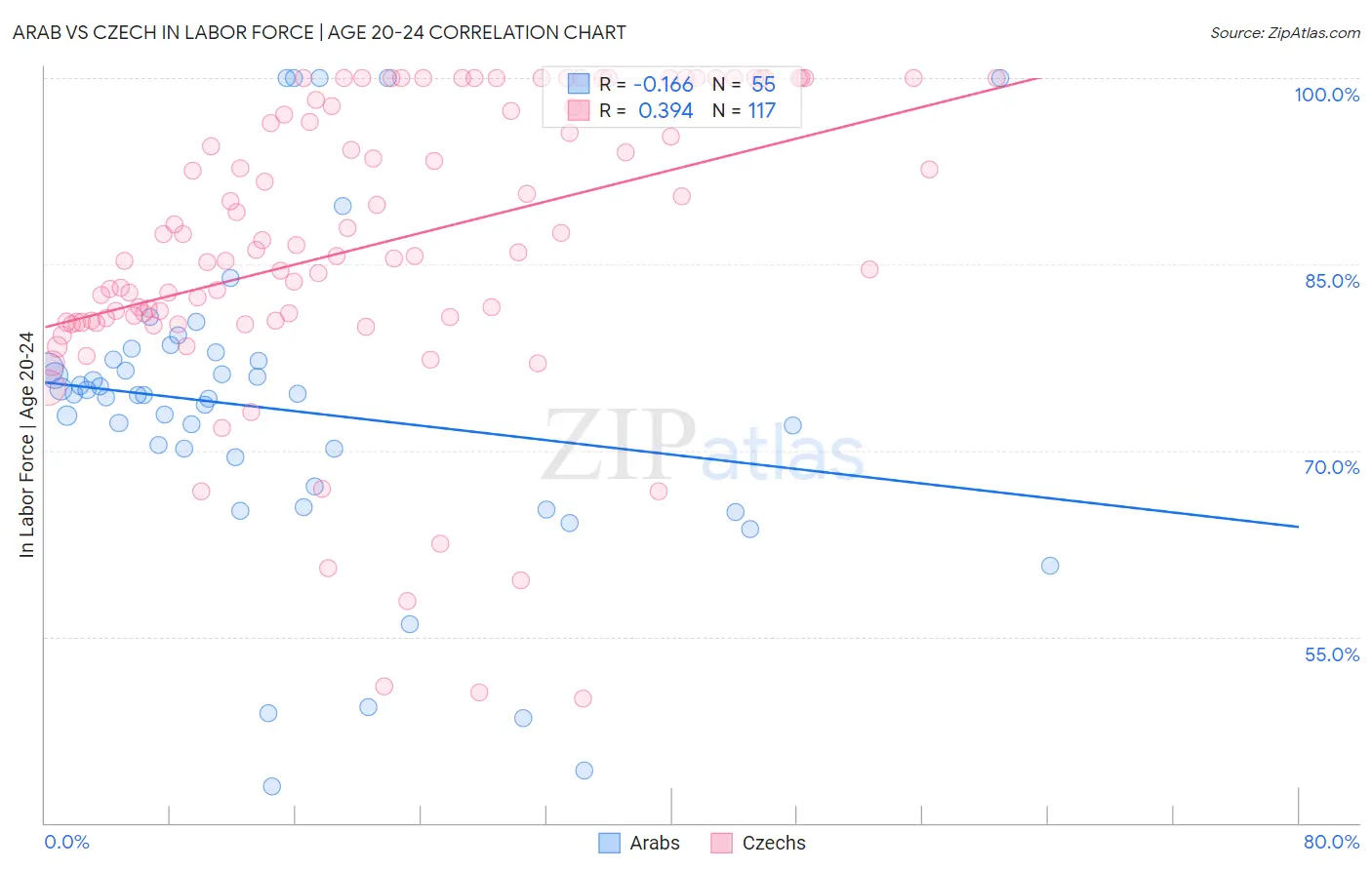 Arab vs Czech In Labor Force | Age 20-24