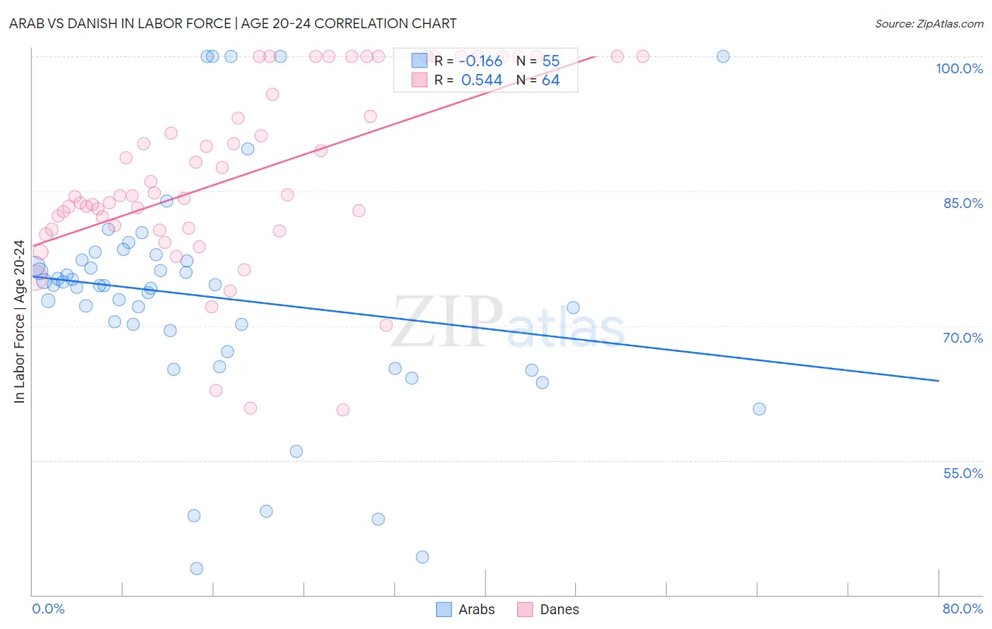 Arab vs Danish In Labor Force | Age 20-24