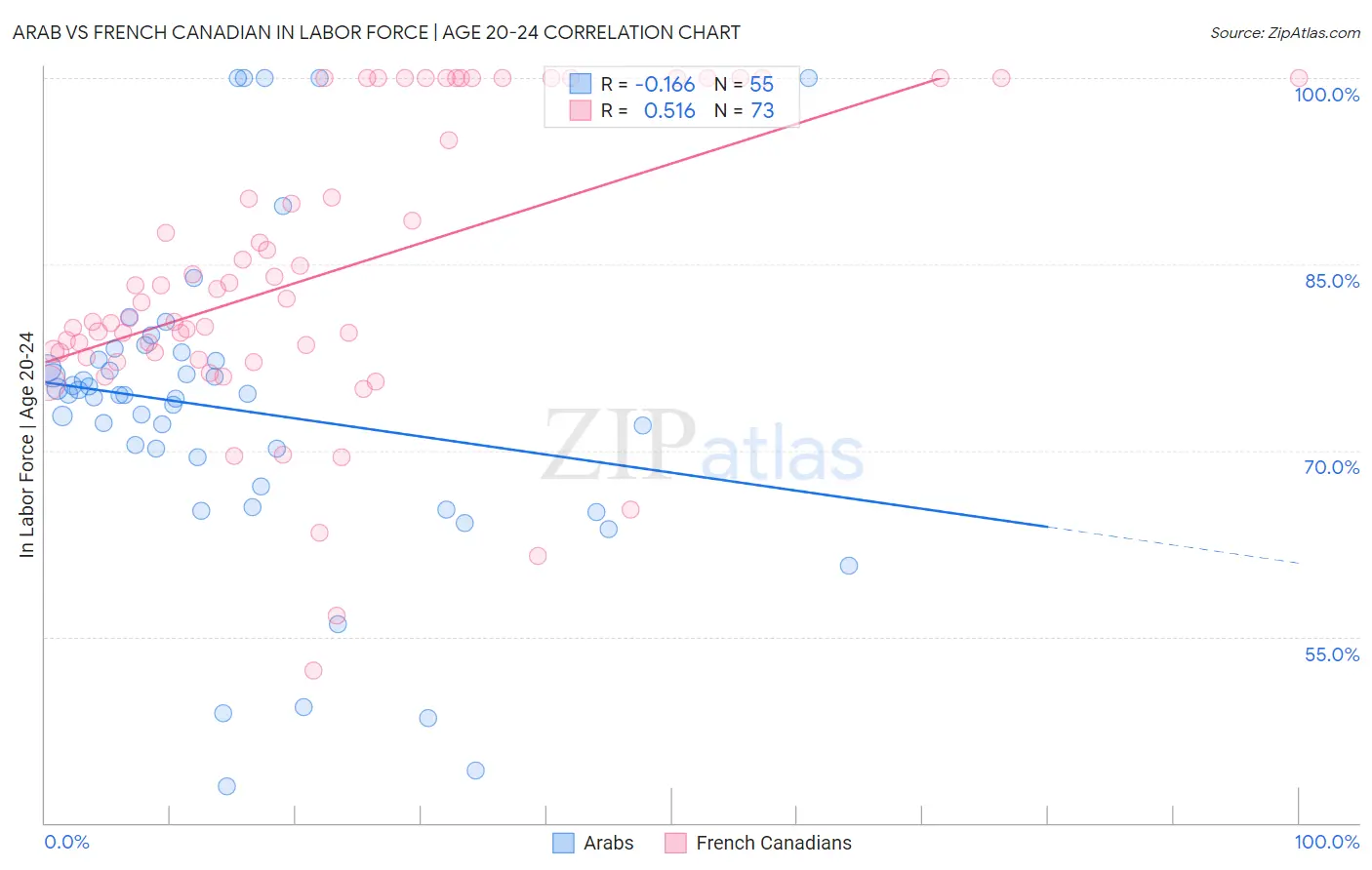 Arab vs French Canadian In Labor Force | Age 20-24