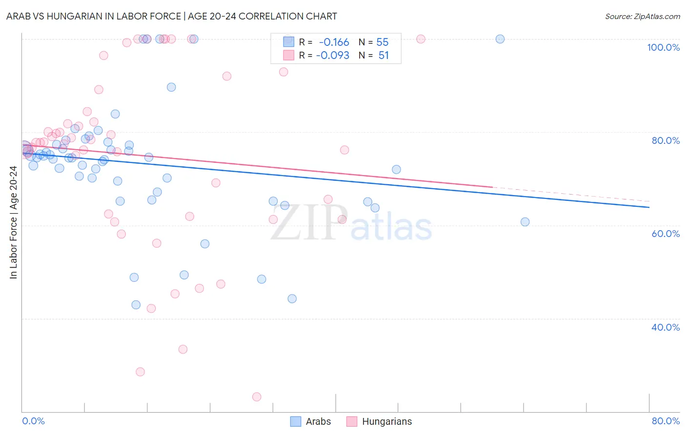 Arab vs Hungarian In Labor Force | Age 20-24