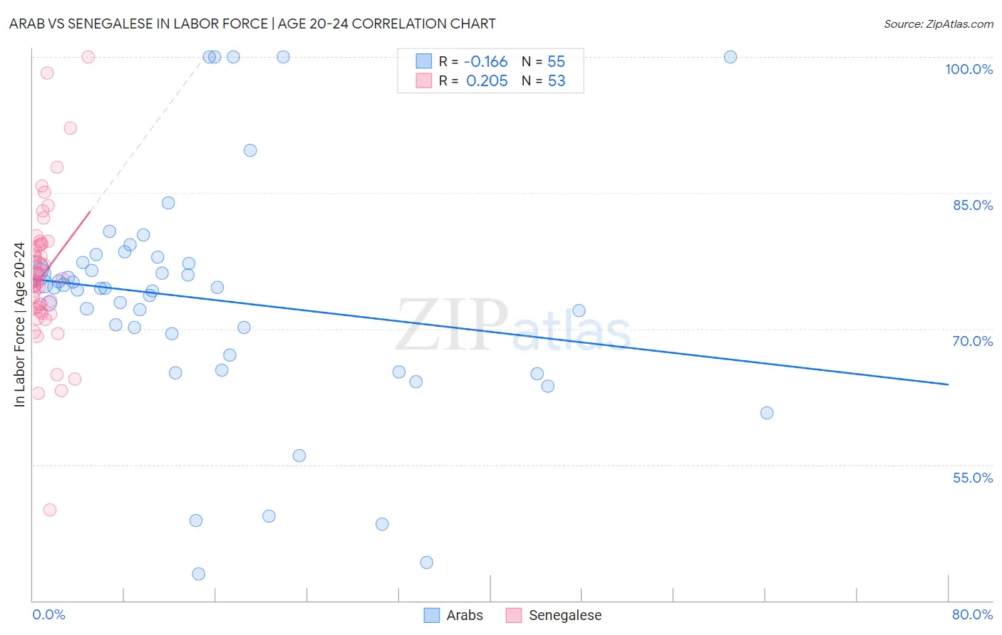 Arab vs Senegalese In Labor Force | Age 20-24