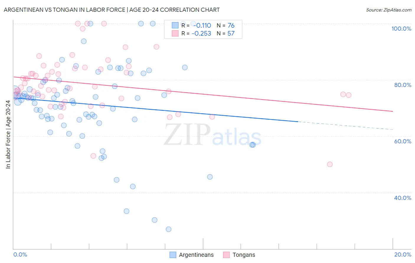 Argentinean vs Tongan In Labor Force | Age 20-24