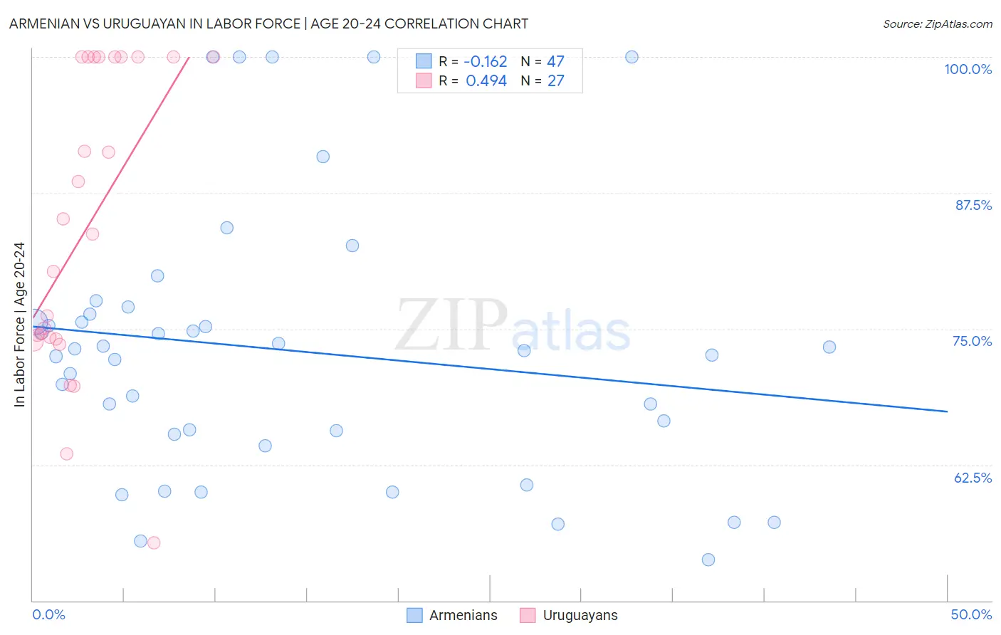 Armenian vs Uruguayan In Labor Force | Age 20-24