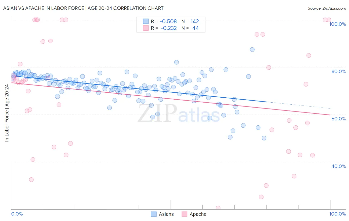 Asian vs Apache In Labor Force | Age 20-24