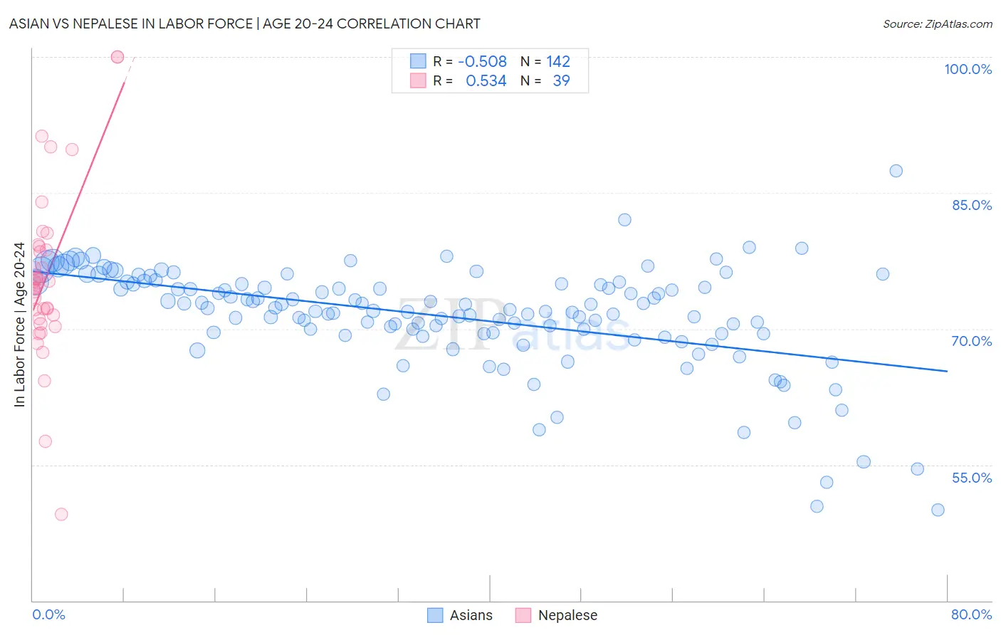 Asian vs Nepalese In Labor Force | Age 20-24