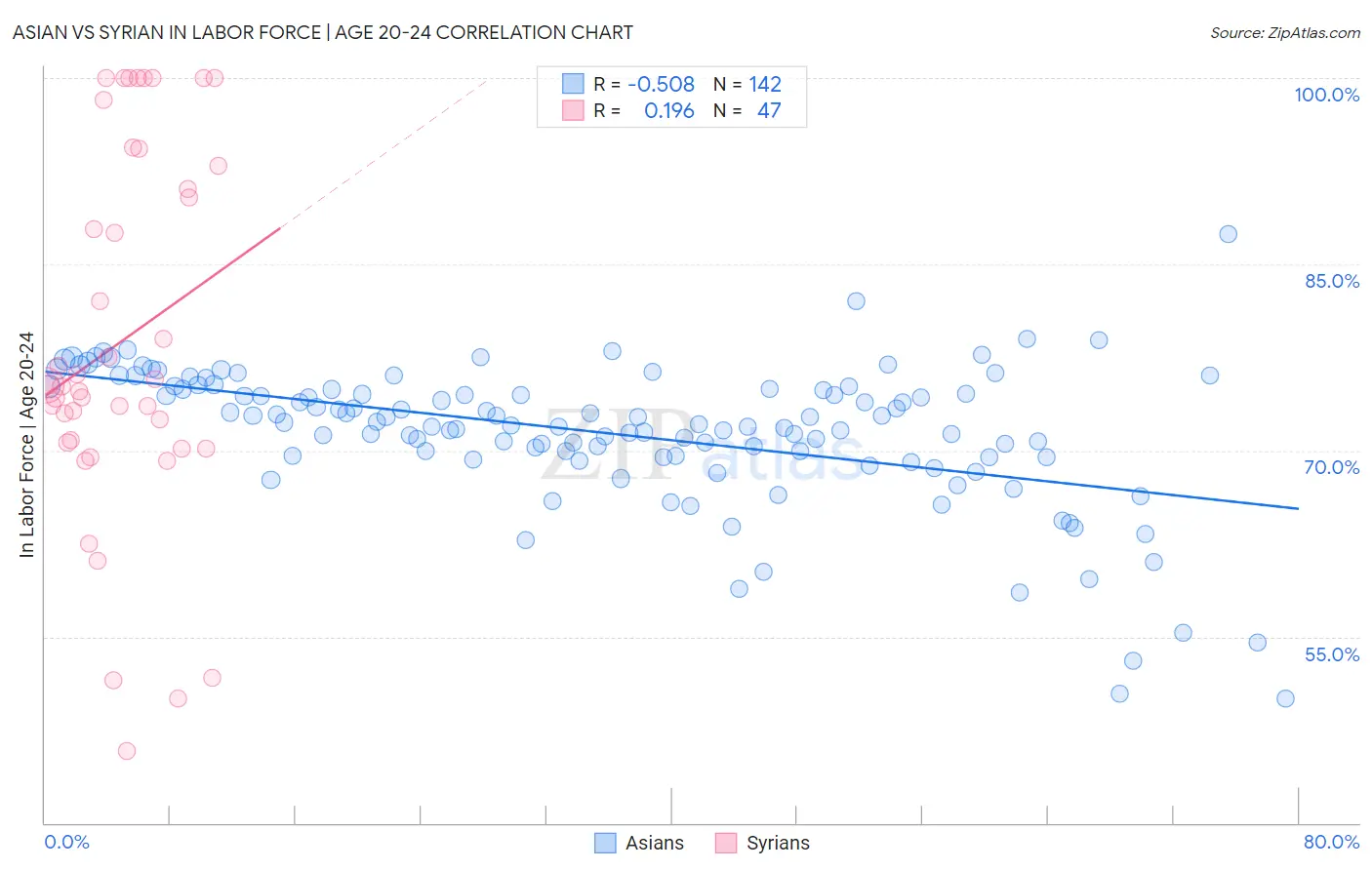 Asian vs Syrian In Labor Force | Age 20-24