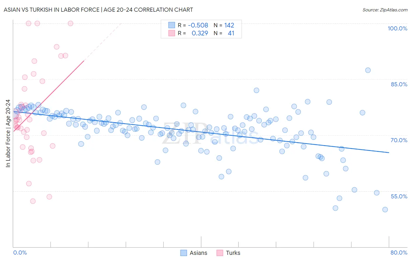 Asian vs Turkish In Labor Force | Age 20-24