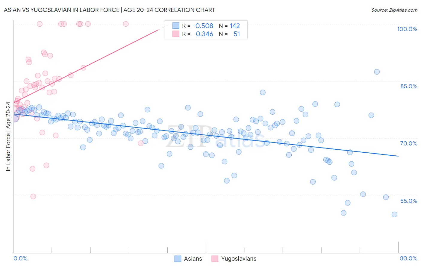Asian vs Yugoslavian In Labor Force | Age 20-24