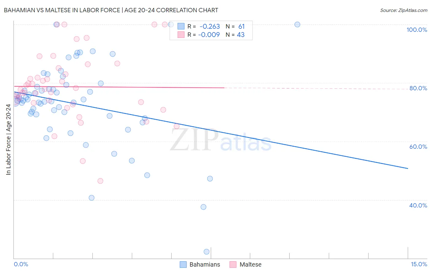Bahamian vs Maltese In Labor Force | Age 20-24