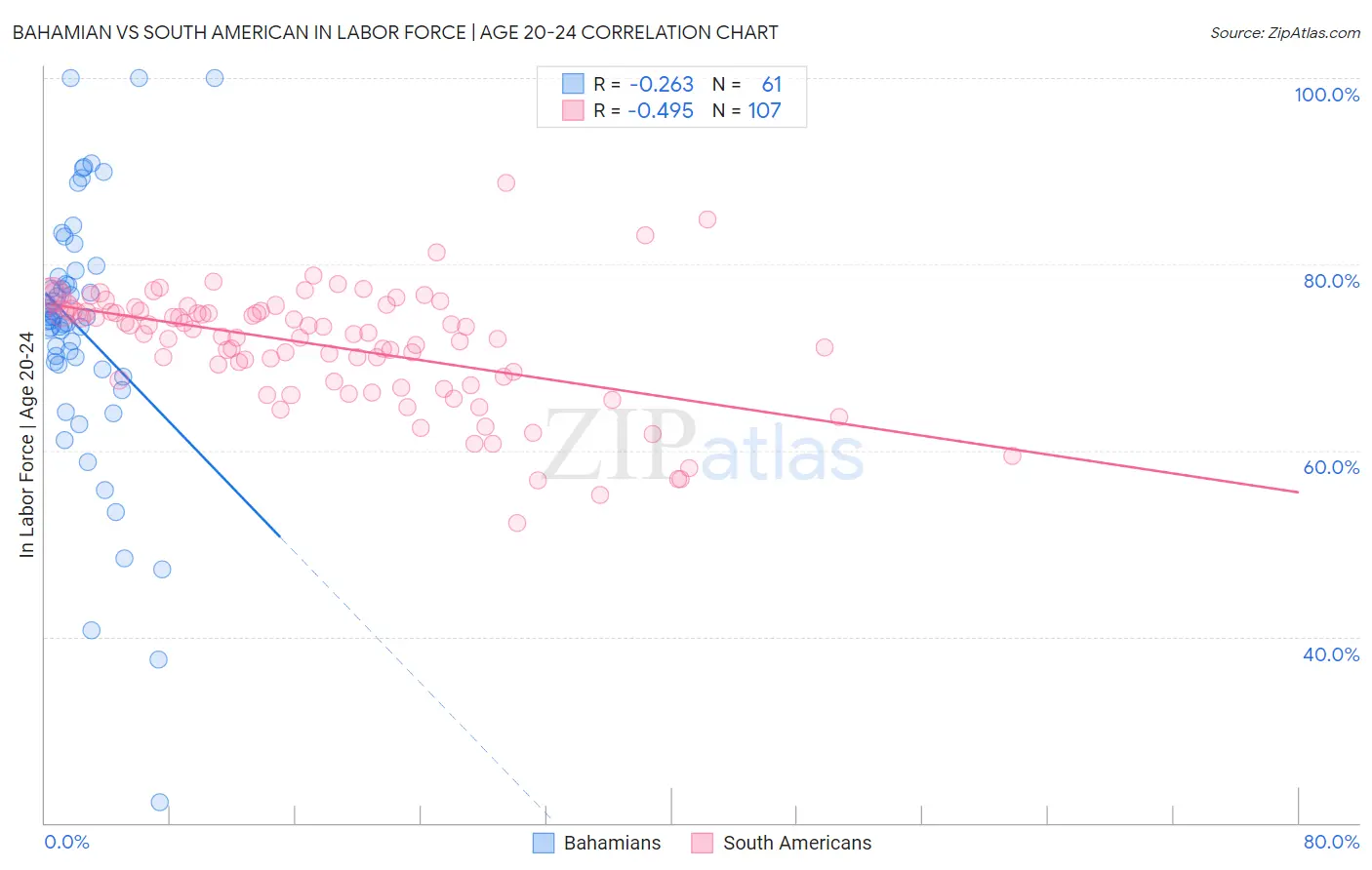 Bahamian vs South American In Labor Force | Age 20-24