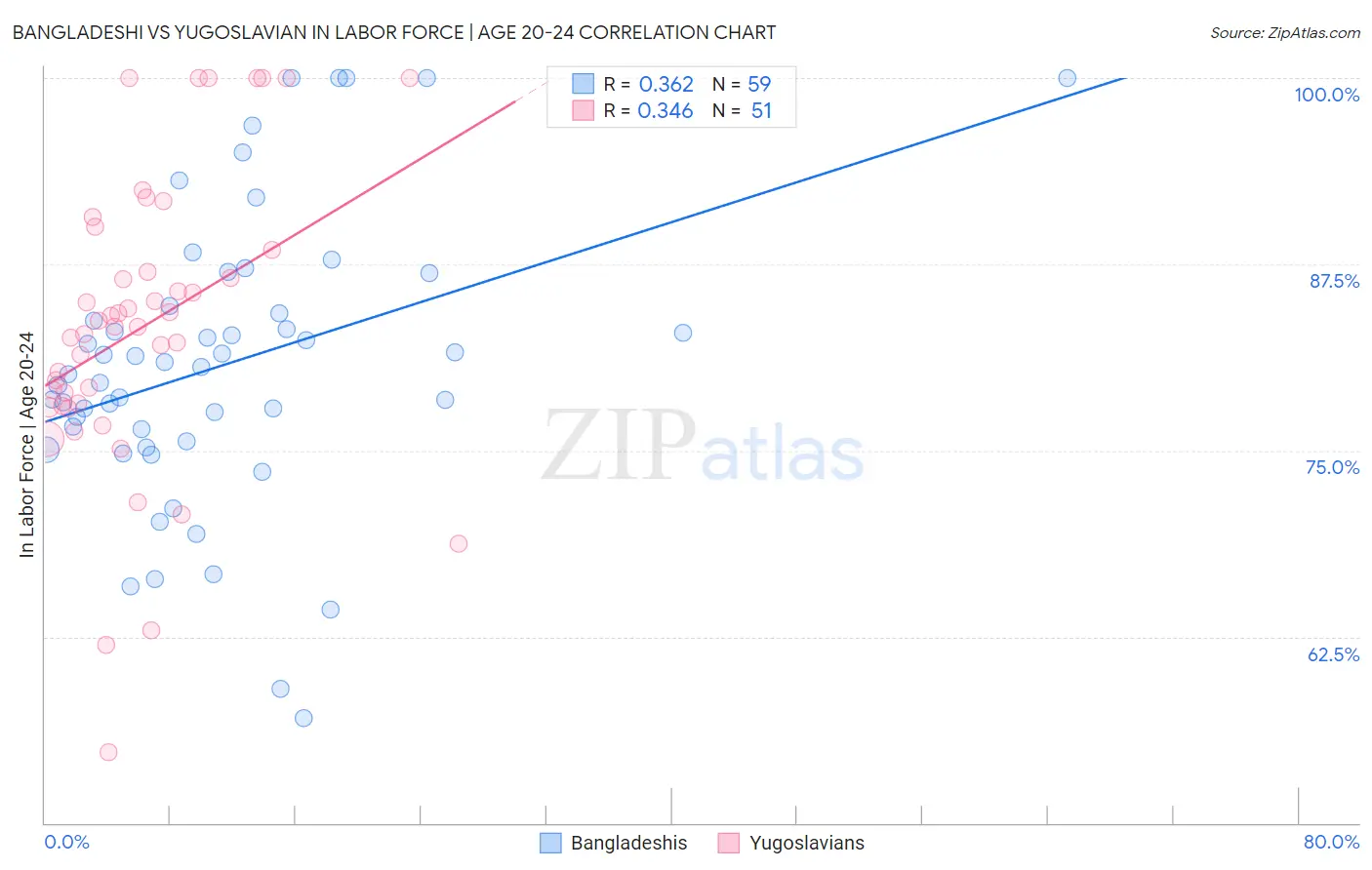 Bangladeshi vs Yugoslavian In Labor Force | Age 20-24