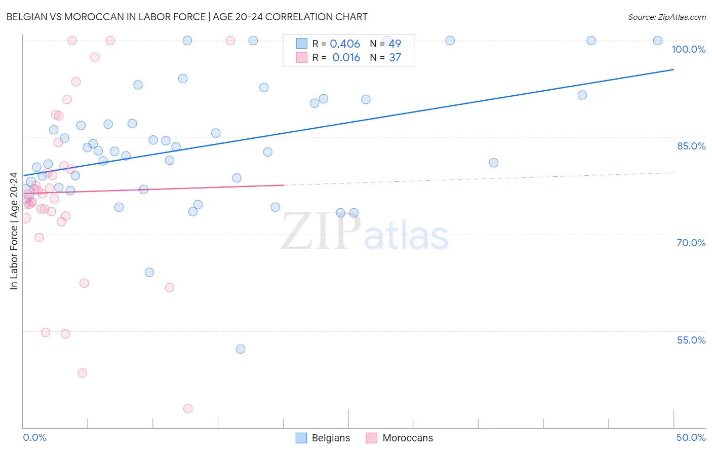 Belgian vs Moroccan In Labor Force | Age 20-24
