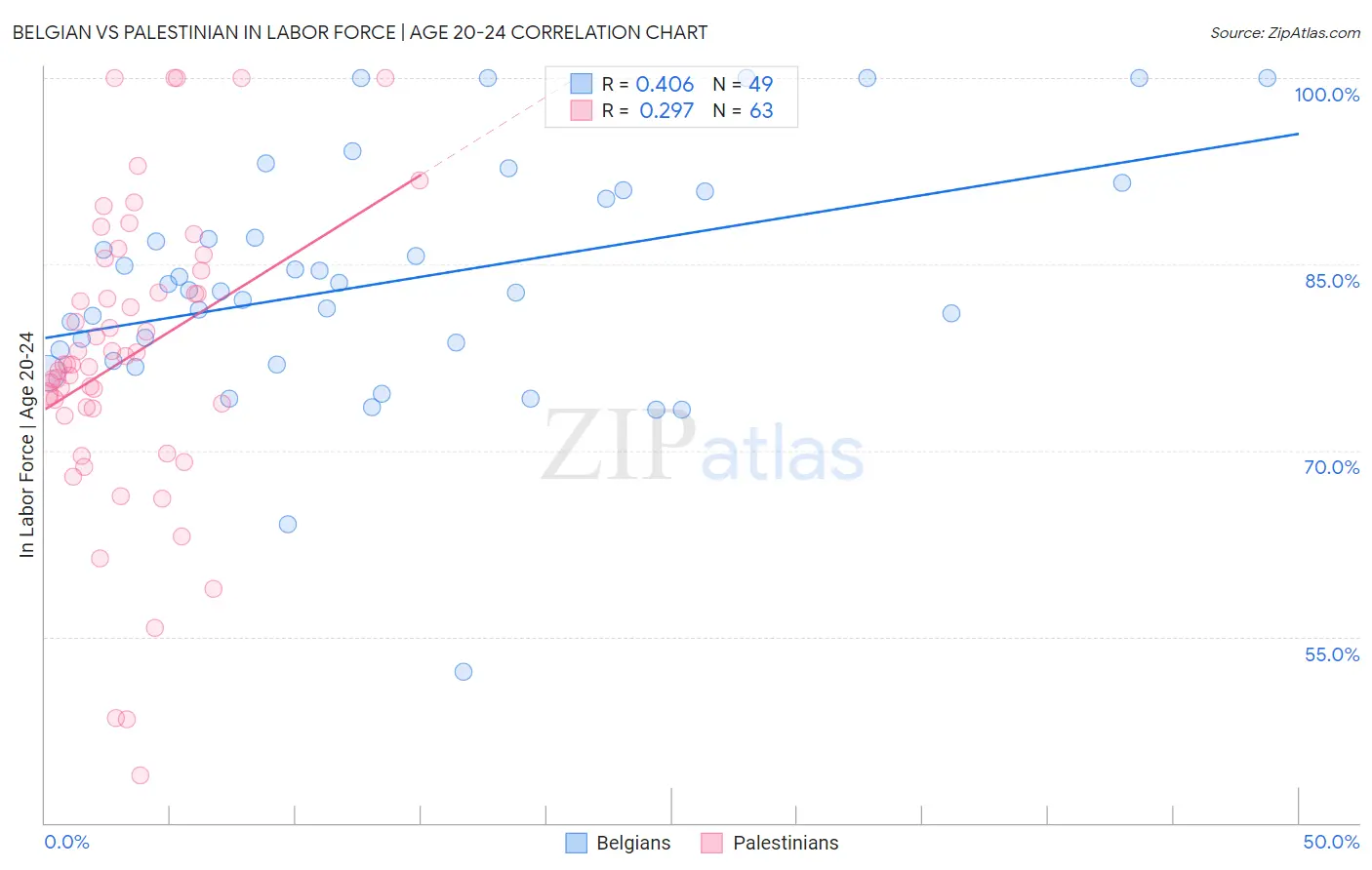 Belgian vs Palestinian In Labor Force | Age 20-24