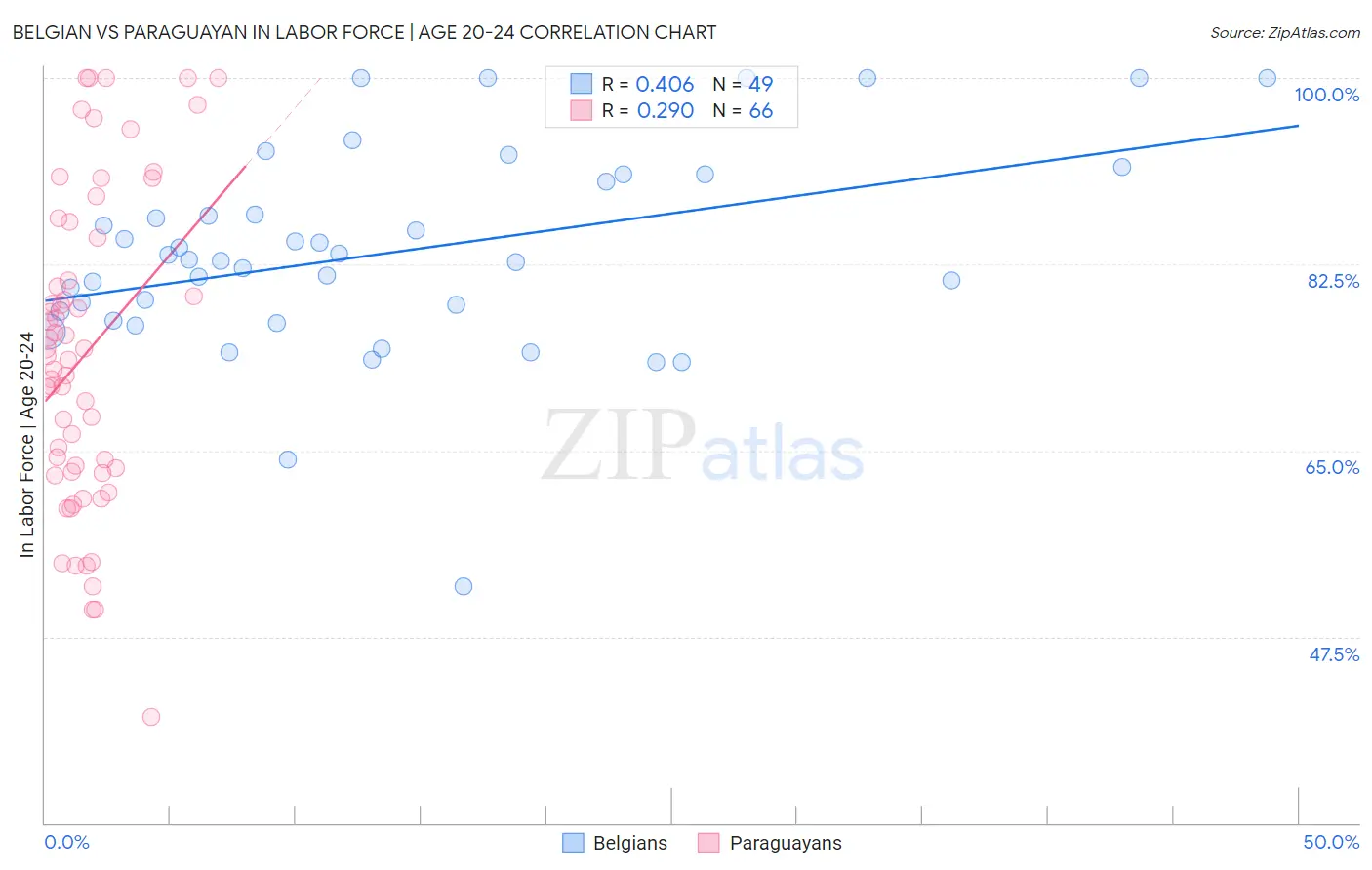 Belgian vs Paraguayan In Labor Force | Age 20-24