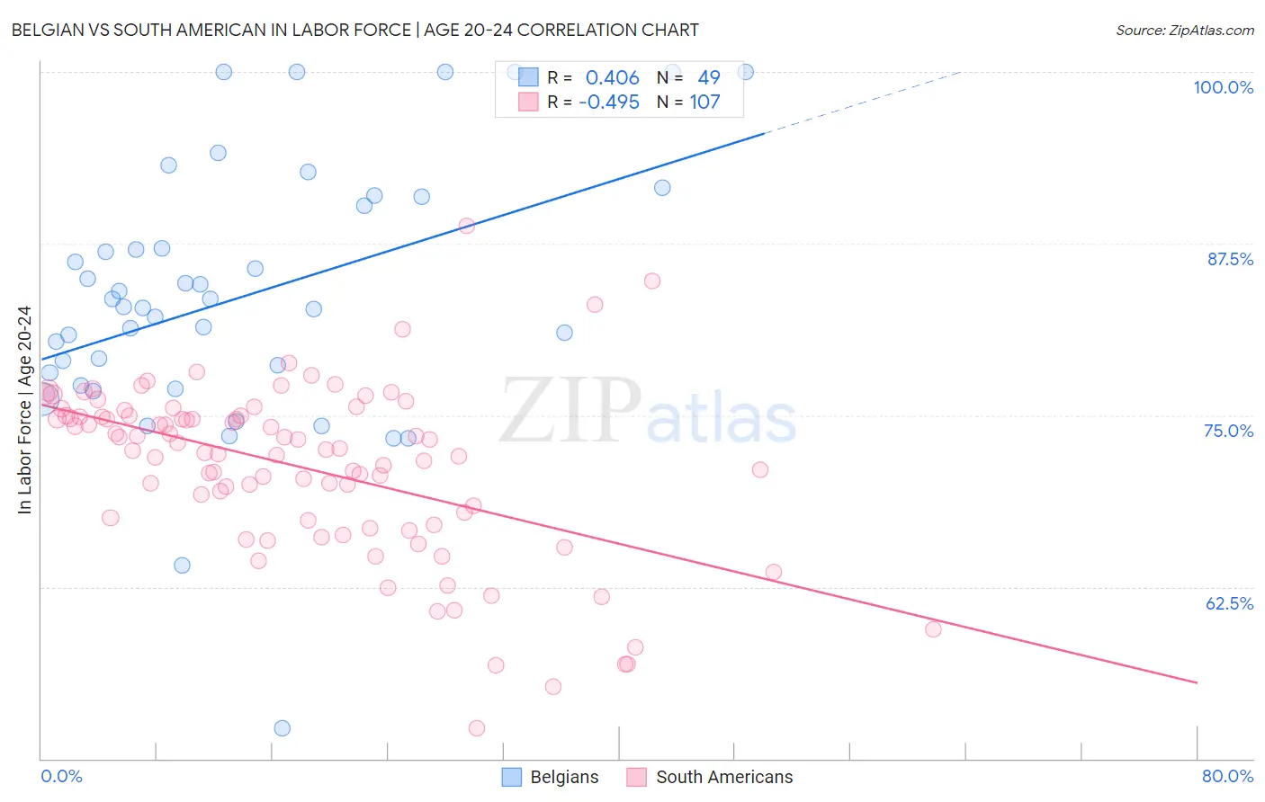 Belgian vs South American In Labor Force | Age 20-24