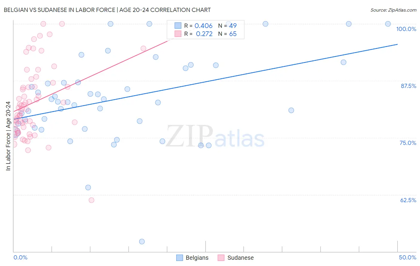 Belgian vs Sudanese In Labor Force | Age 20-24
