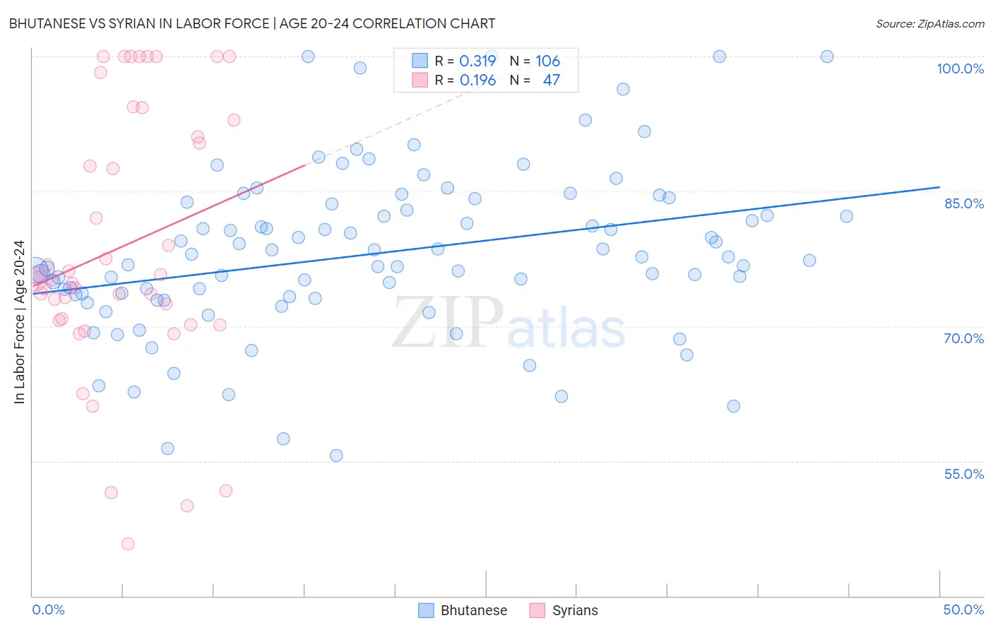 Bhutanese vs Syrian In Labor Force | Age 20-24