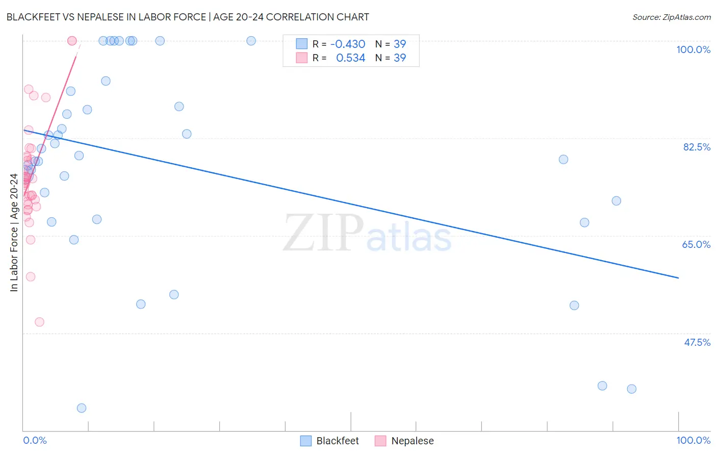 Blackfeet vs Nepalese In Labor Force | Age 20-24