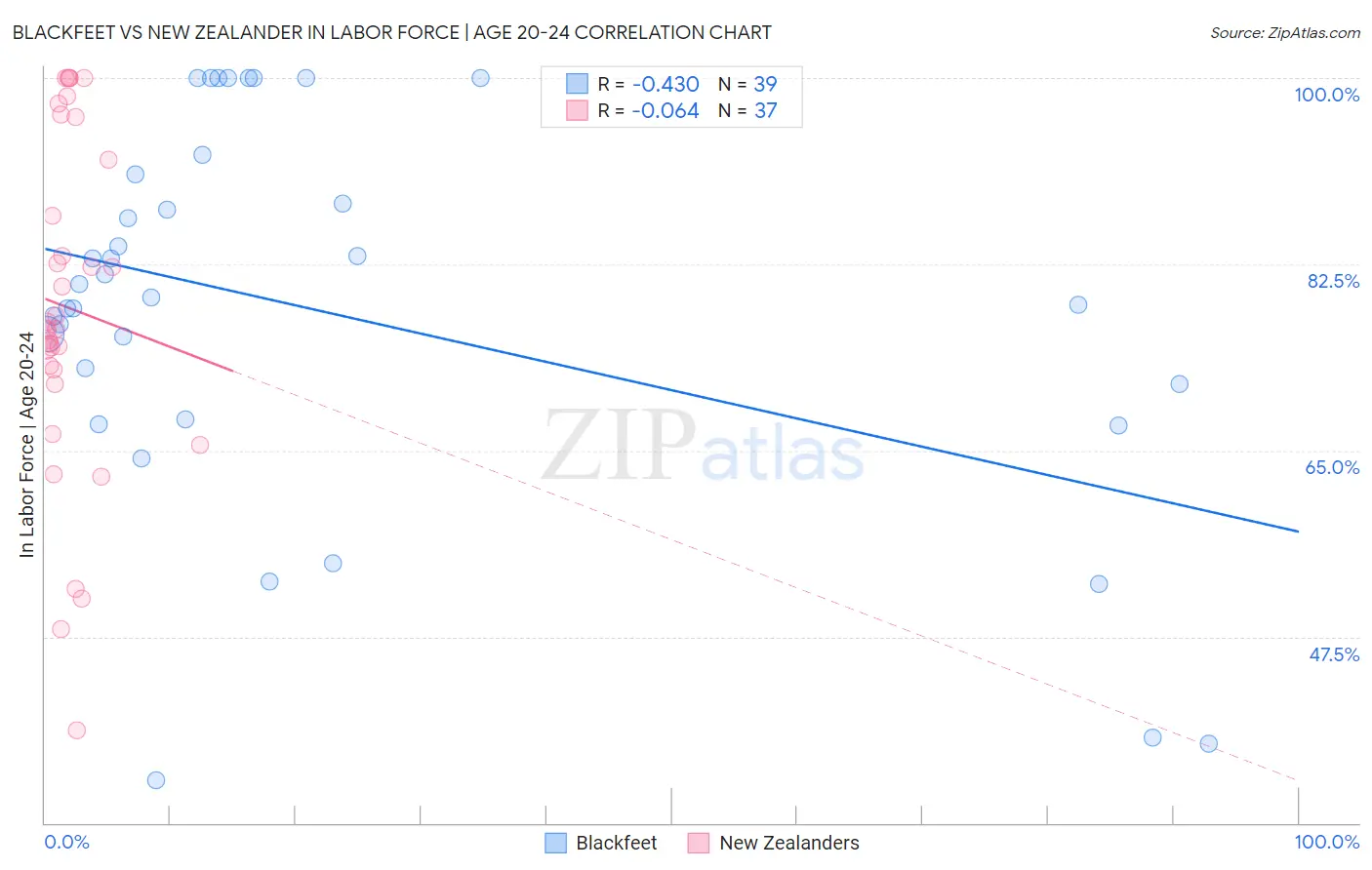 Blackfeet vs New Zealander In Labor Force | Age 20-24