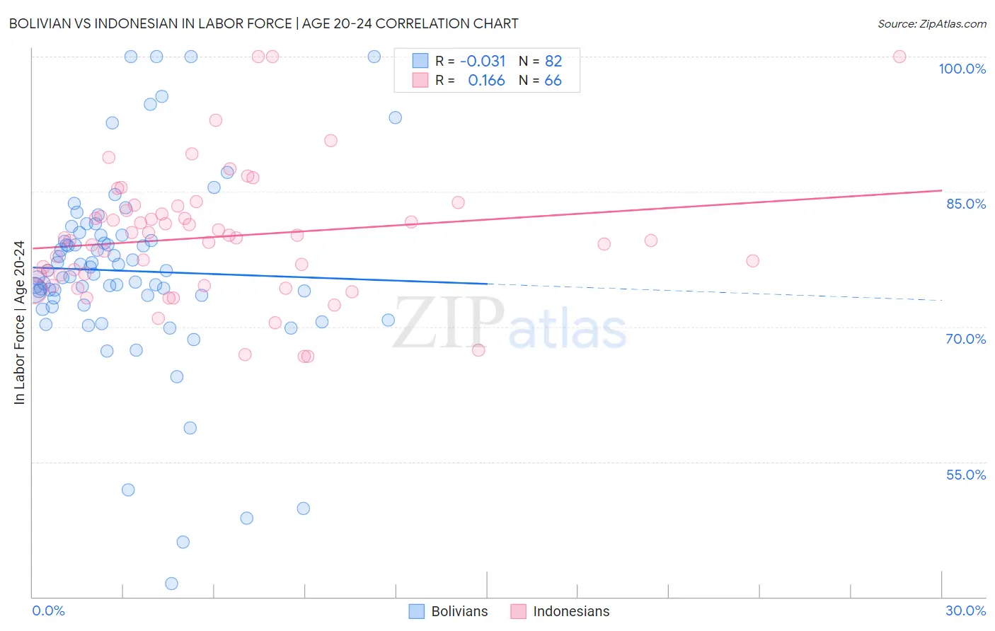 Bolivian vs Indonesian In Labor Force | Age 20-24