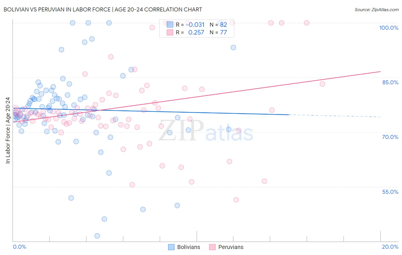 Bolivian vs Peruvian In Labor Force | Age 20-24