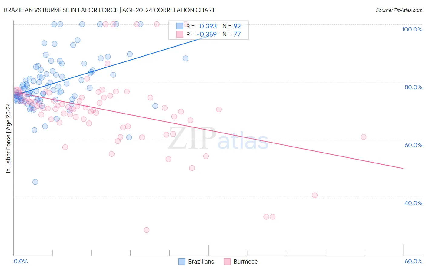 Brazilian vs Burmese In Labor Force | Age 20-24