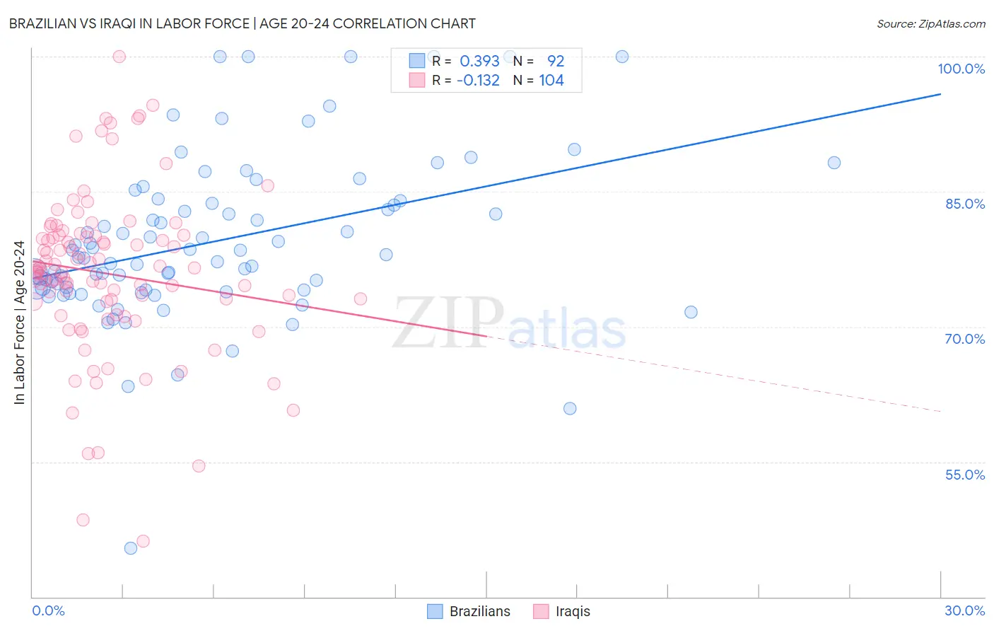 Brazilian vs Iraqi In Labor Force | Age 20-24