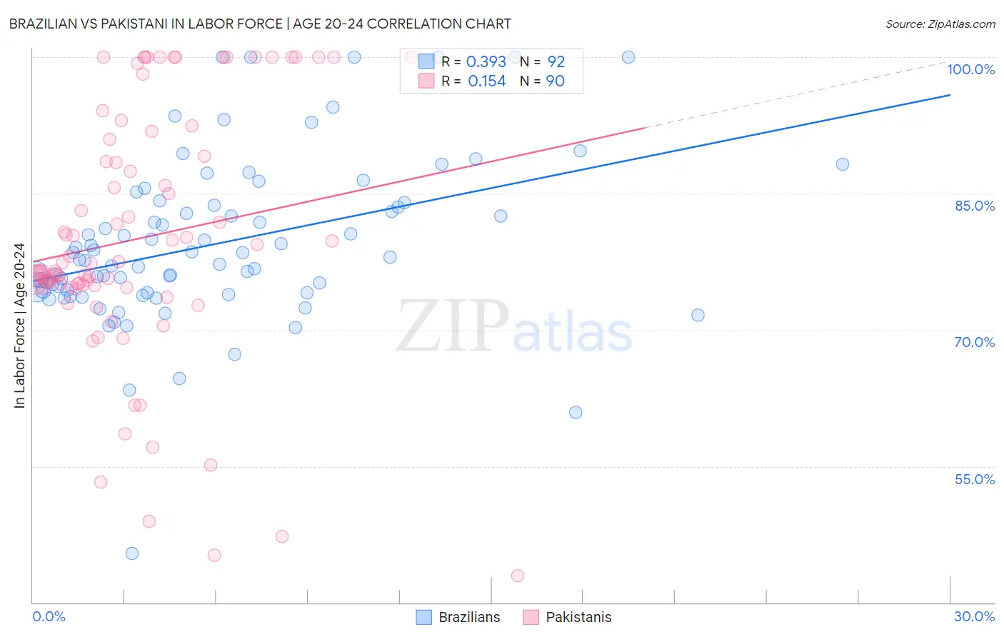 Brazilian vs Pakistani In Labor Force | Age 20-24