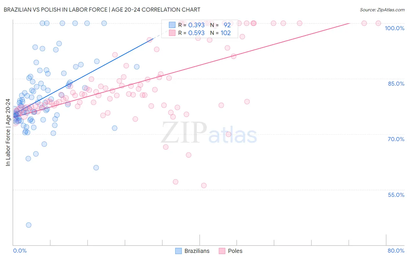 Brazilian vs Polish In Labor Force | Age 20-24