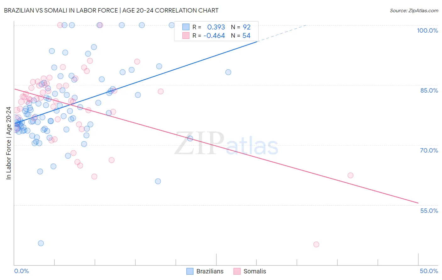 Brazilian vs Somali In Labor Force | Age 20-24