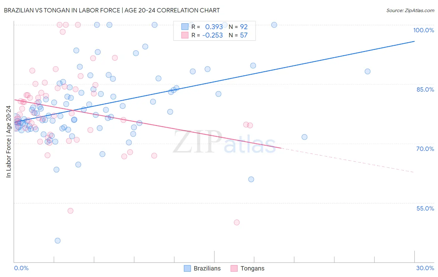 Brazilian vs Tongan In Labor Force | Age 20-24