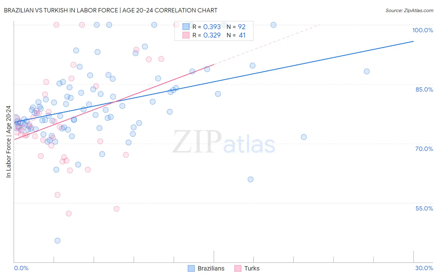 Brazilian vs Turkish In Labor Force | Age 20-24